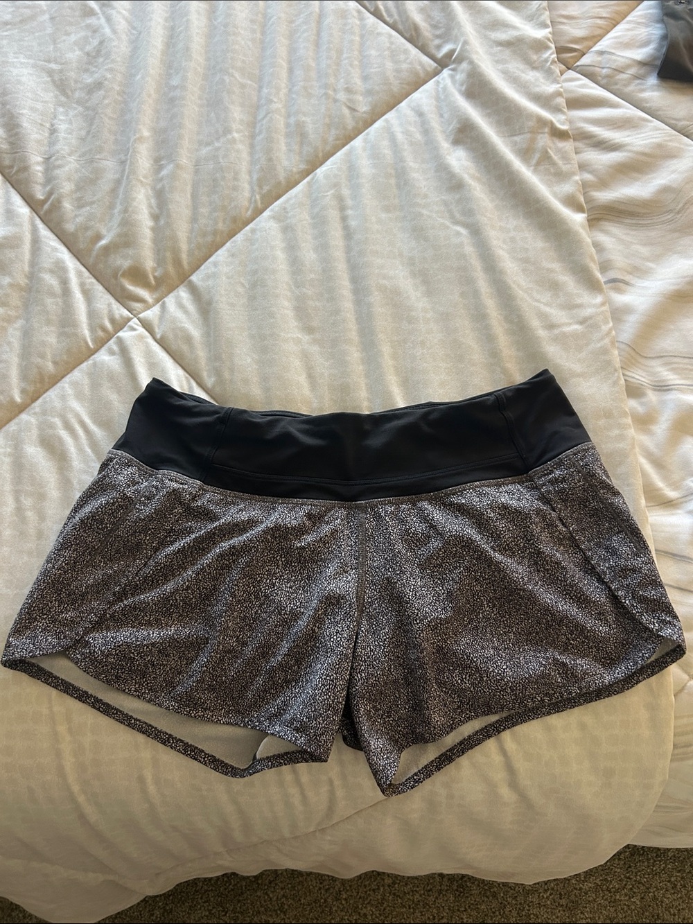 lululemon athletica Black Waistband Speckled Gray Athletic Shorts